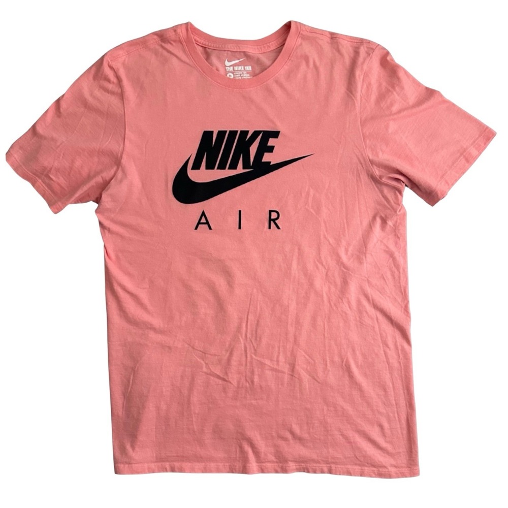 Nike Air Men's M Coral Orange Swoosh Graphic Logo T-Shirt Medium
